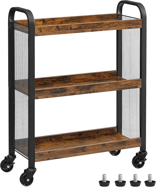 VASAGLE 3-Tier Narrow Storage Cart, Rolling Cart by Unknown