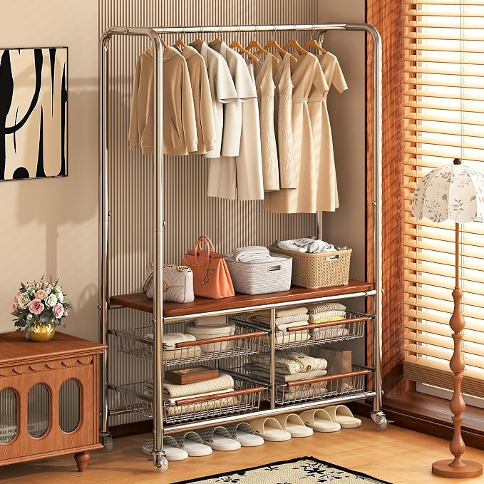 Rolling Clothing Garment Rack for Hanging Clothes–Portable Indoor Wardrobe - Image 6