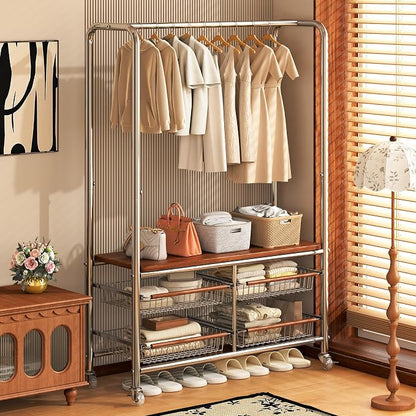 Rolling Clothing Garment Rack for Hanging Clothes–Portable Indoor Wardrobe - Image 6