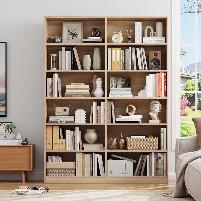 FACBOTALL Bookshelf and Bookcase, 6-Tier Double Wide Bookshelves, Freestanding - Image 4
