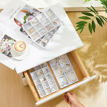 Junkin 12 Pcs Jewelry Tray Velvet Stackable Jewelry Organizer Trays Divided - Image 7