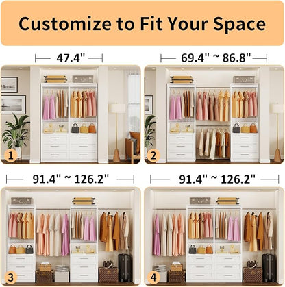 Closet System with 2 Sets, 4FT-10FT Customizable Closet Organizer System with 6 - Image 3