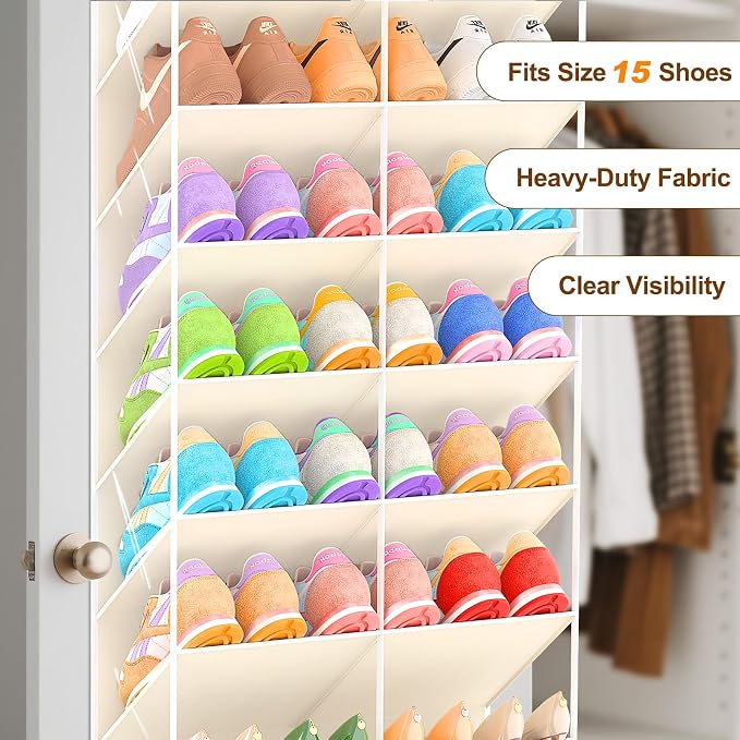 30 Pairs Over the Door Shoe Organizer, 10-Tier Door Shoes Rack Storage - Image 5