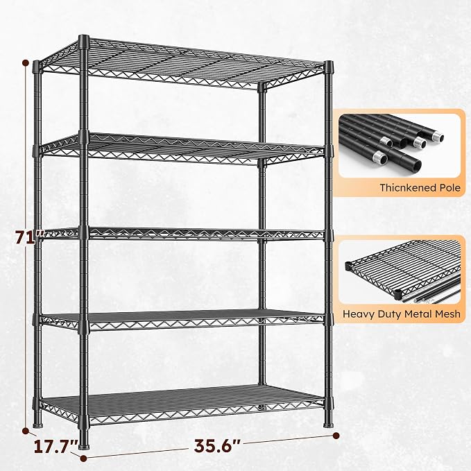 REIBII Storage Shelves 71" H Tall Wire Shelving Unit Sturdy Metal Shelves - Image 3