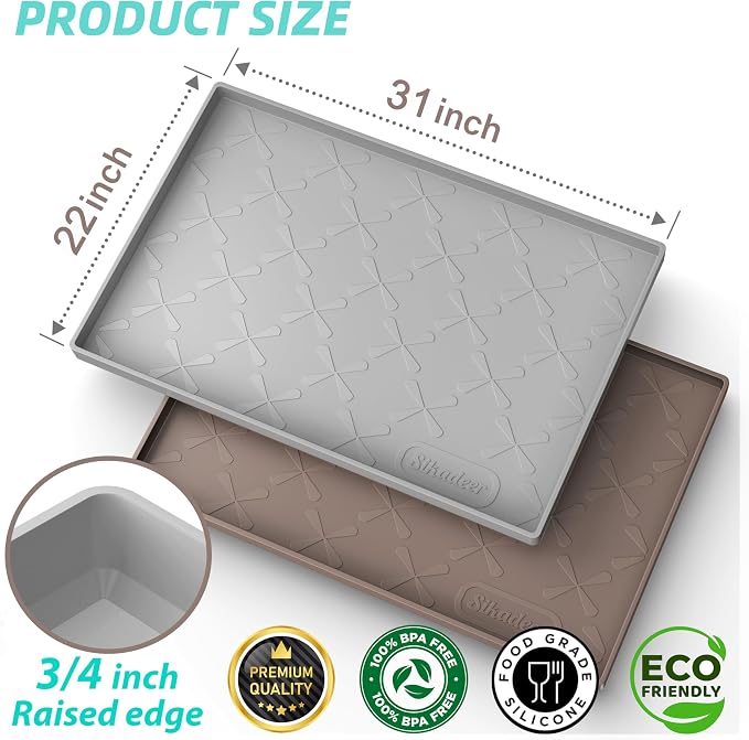 SIKADEER 31" x 22" Under Sink Mat Waterproof, Silicone Mat Kitchen Drawer Shelf - Image 3