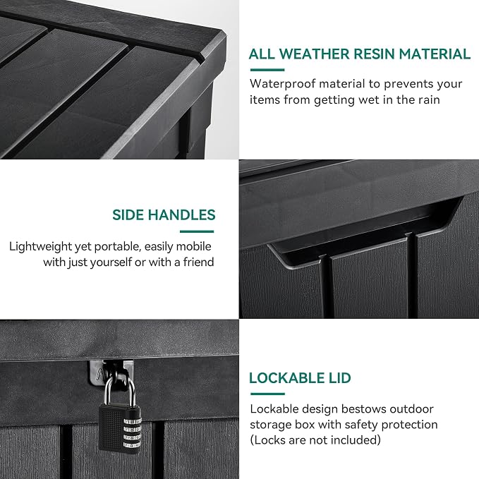 YITAHOME Deck Box, 51 Gallon Weatherproof Outdoor Storage Container - Image 5