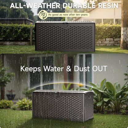 80 Gallon Deck Box, Double Layer Waterproof Resin Outdoor Indoor Storage Box - Image 4