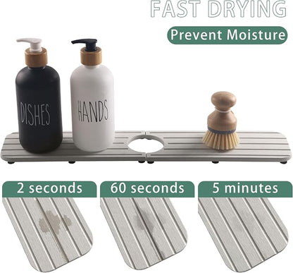 20inch x 4inch Kitchen Sink Faucet Mat, Water Absorbing Stone Faucet Splash - Image 3