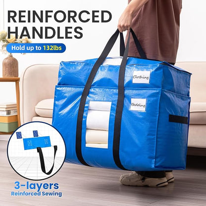 TAILI 2 Tier Extra Large Moving Bags, 2 Pack Blue Heavy Duty Totes - Image 4