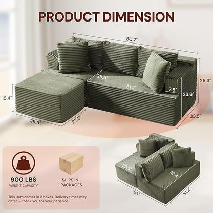 Korser Boneless Couches for Living Room, Cloud Couch Sectional - Image 2