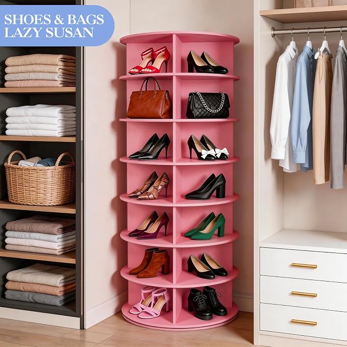 7-Tier Rotating Shoe Rack Tower, 360° Spinning Shoe Storage Organizer, Lazy - Image 4