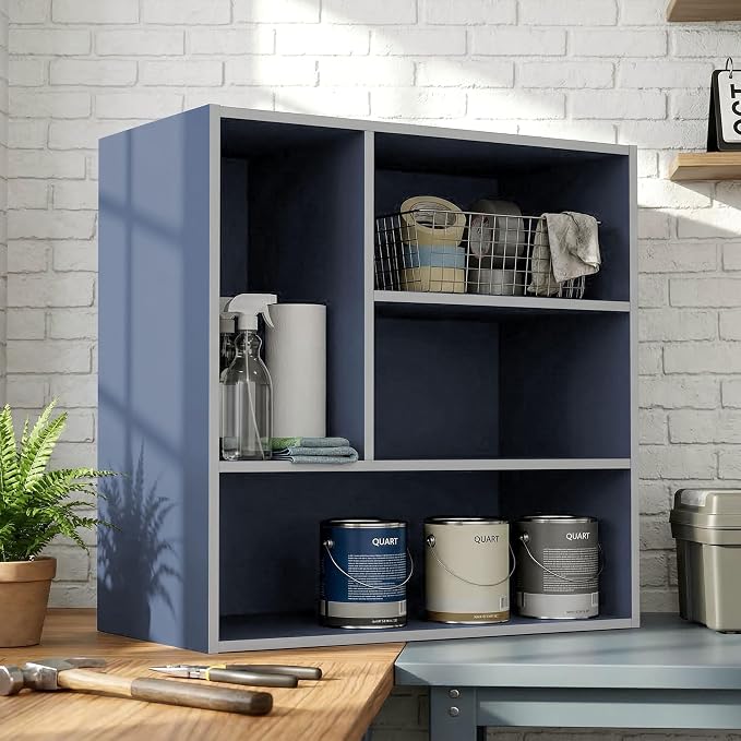 Homes: Inside + Out Apexa 4-Vertical Storage Organizer Shelves, Stackable Wood - Image 2