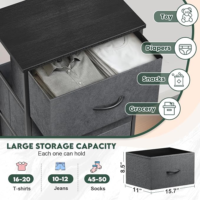 5 Fabric Drawer Dresser for Bedroom, Chest of Drawers - Image 7