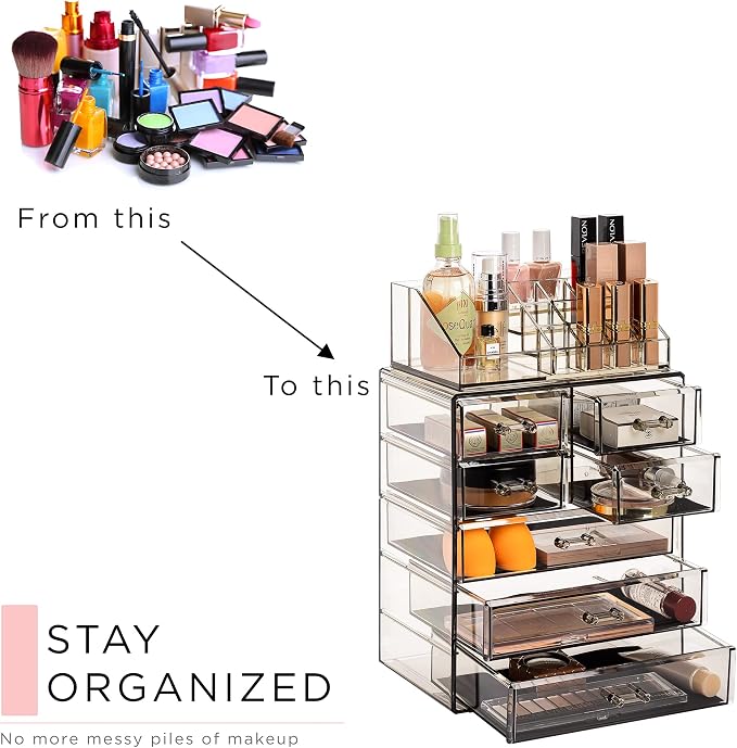 Sorbus Acrylic Makeup Organizer Set, 7-Drawer Vanity & Countertop Cosmetic - Image 7