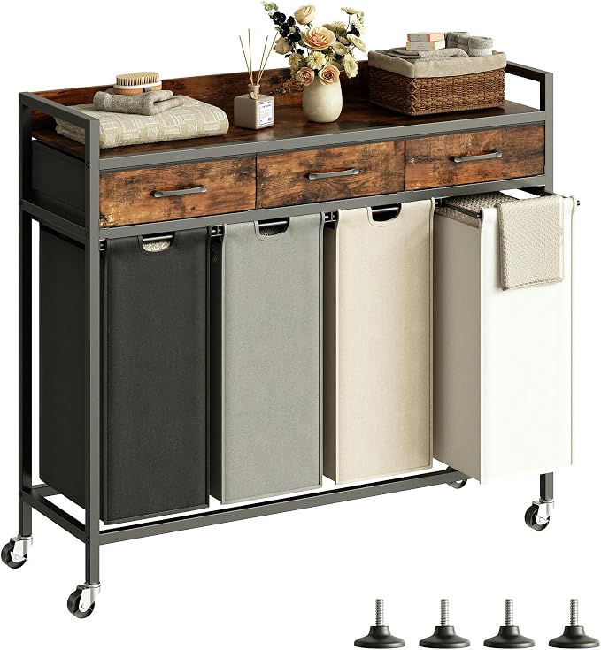 Herture Laundry Sorter 4 Section Laundry Hamper by Herture