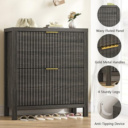 Fluted Shoe Cabinet Storage - Image 6