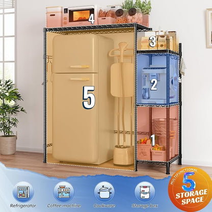 REIBII Mini Fridge Stand with Storage, 4-Tier Adjustable Shelves, 380 lbs | - Image 5