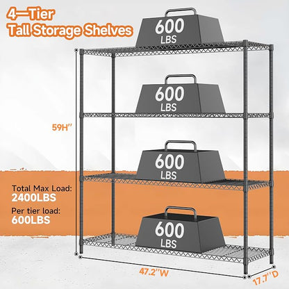 Stand Shelf Wire Rust-Proof Outdoor Storage Shelving 4-Tier Utility Shelving - Image 3