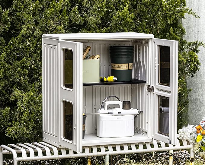 KINYING Outdoor Storage Cabinet Waterproof, Resin Garage and Laundry Room Wall - Image 5
