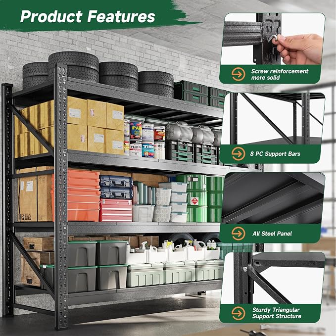 Letaya 8000LBS Storage Shelves Heavy Duty, 4 Tier Adjustable Utility Rack Shelf - Image 5