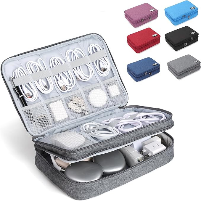 Large Electronic Organizer Travel Case, Double Layer Tech Pouch by Unknown