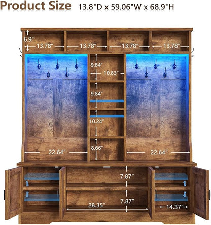 CSZZD Hall Tree with Bench and Shoe Storage, Farmhouse Entryway Bench with Coat - Image 4