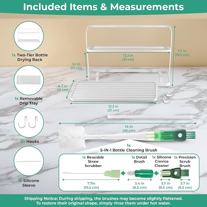 Bottle Drying Rack for Kitchen Countertop, Space Saving Storage Stand - Image 2