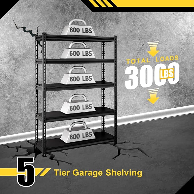 48" W Garage Shelving Heavy Duty，3000LBS Loads Metal Shelving Units and Storage - Image 4
