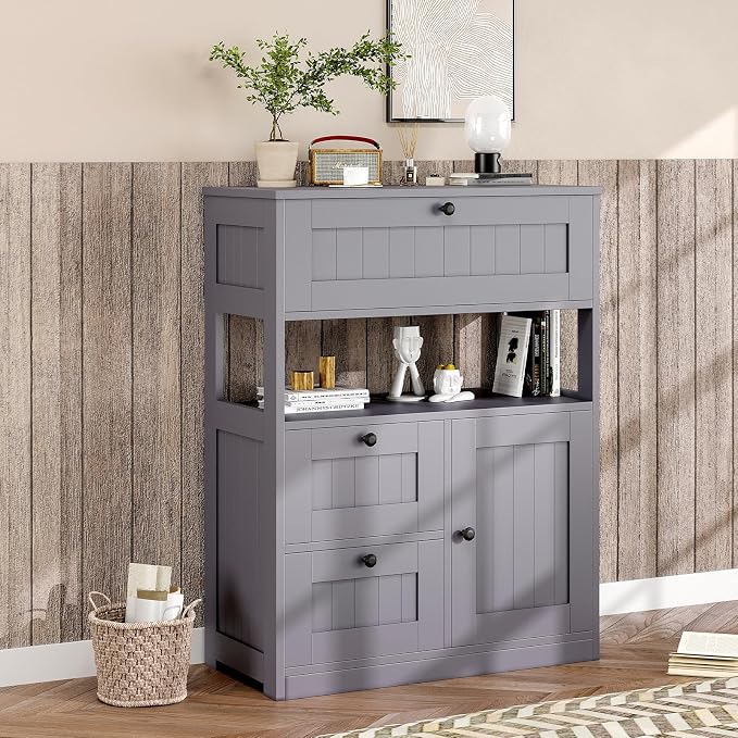GRUSIGN Bathroom Cabinet, Modern Bathroom Floor Storage Cabinet Organizer - Image 2