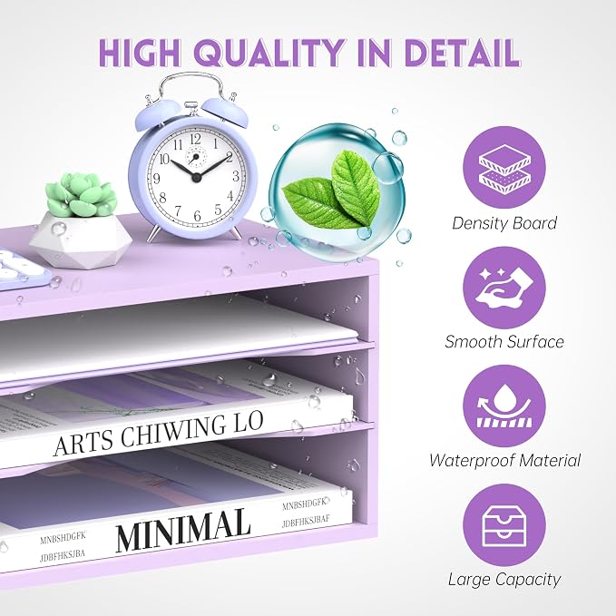 3 Tier Wood Desk Organizer, Paper Organizer - Image 5