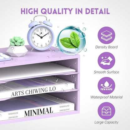 3 Tier Wood Desk Organizer, Paper Organizer - Image 5