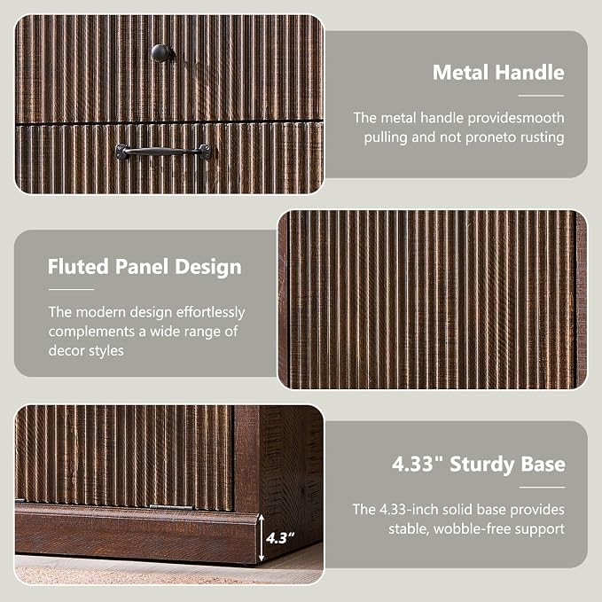 Modern Tilt Out Laundry Hamper Cabinet, 10 Gallon Fluted Trash Can Cabinet - Image 5