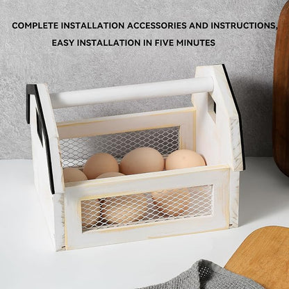 Egg Basket for Gathering Fresh Eggs, Farmhouse Wood Egg Collecting Basket - Image 6