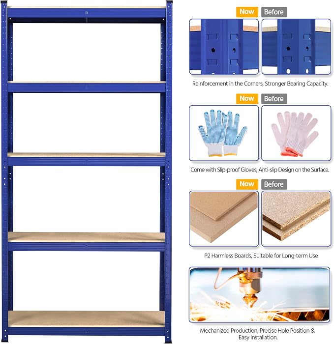 Topeakmart 5-Tier Utility Shelves, Metal Adjustable Garage Shelves Storage - Image 8