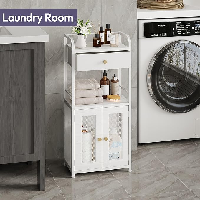 SWTYMIKI 14.57"x32.28" Bathroom Storage Cabinet – Freestanding Toilet Paper - Image 5