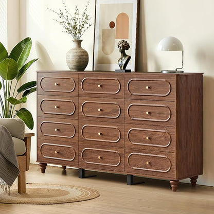 12 Drawer Fluted Dresser for Bedroom, Mid Century Modern Chest of Drawers - Image 7