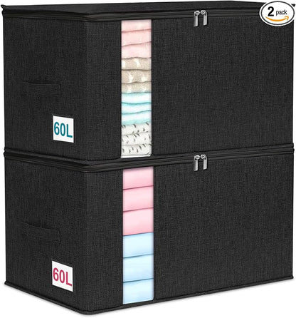 punemi 2 Pack Clothes Storage, Sturdy Blanket Storage Bags by Punemi