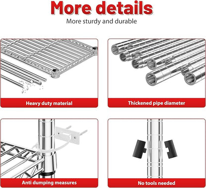 REIBII 73''H Storage Shelves 1660LBS Wire Shelving Unit - Image 8