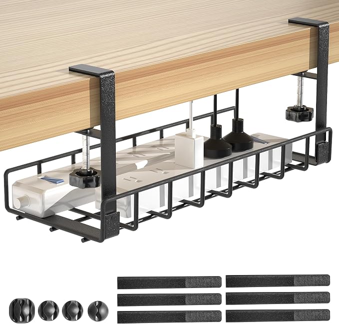 Under Desk Cable Management Tray, Xpatee Upgraded Wire Management No Drill No by Xpatee