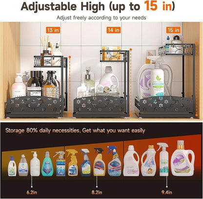 Sevenblue 2-Pack 2-Tier Height Adjustable Under Sink Organizer & Storage | - Image 3