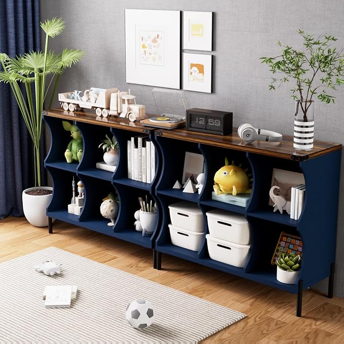 6 Cube Storage Shelf Organizer, Low Book Shelf Bookcase Entryway Table - Image 6