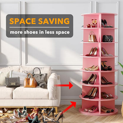 SpaceAid 7 Tier Rotating Shoe Rack Tower, Spinning Shoe Display Lazy Susan - Image 3