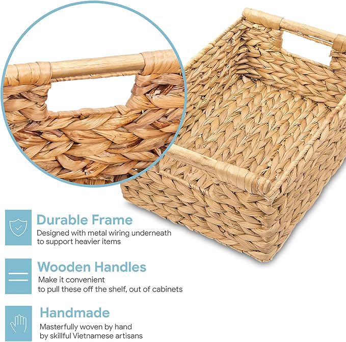 VATIMA Hyacinth Medium Wicker Basket 13.6x9.5x5.6" - - Image 4