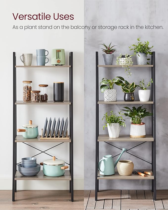 VASAGLE Ladder Shelf, 4-Tier Bookshelf, Storage Rack, Bookcase - Image 9