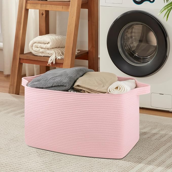95L Extra Large Blanket Basket, Rectangle Nursery Blanket Storage - Image 6