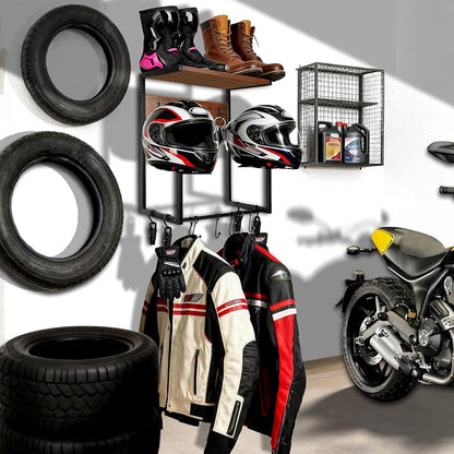 Motorcycle Helmet Holder Wall Mount, Wooden Helmet Display Stands - Image 3
