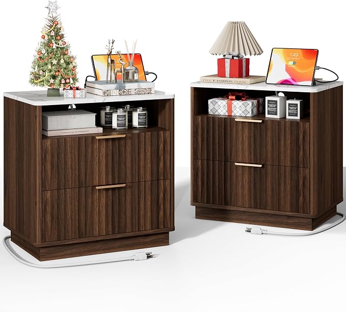 Large Fluted Night Stand Set of 2 by FavourLife