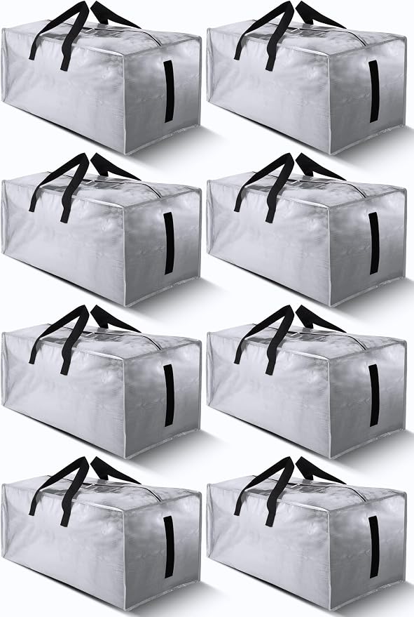 8 Pack Large Strong Bags with Zippers & Carrying Handles by HOMESURE