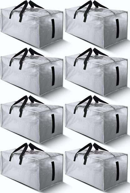 8 Pack Large Strong Bags with Zippers & Carrying Handles by HOMESURE