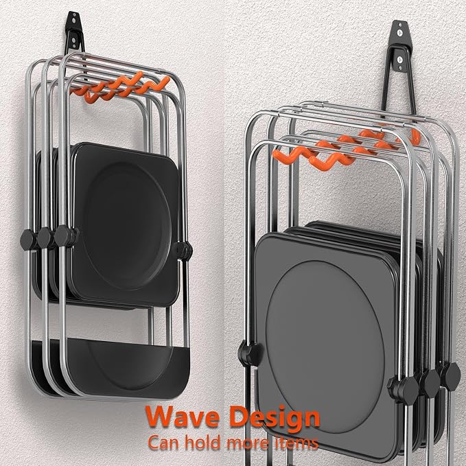 Heavy Duty Garage Hooks 4 Pack, 7.7 inch Wave Long Hanger, Wall Mounted Storage - Image 5